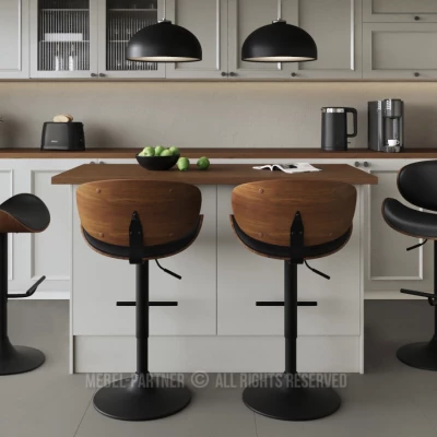 Otočná barová židle MYRTEL - černá / ořech