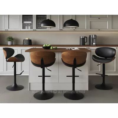 Otočná barová židle MYRTEL - černá / ořech