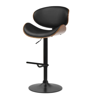 Otočná barová židle MYRTEL - černá / ořech