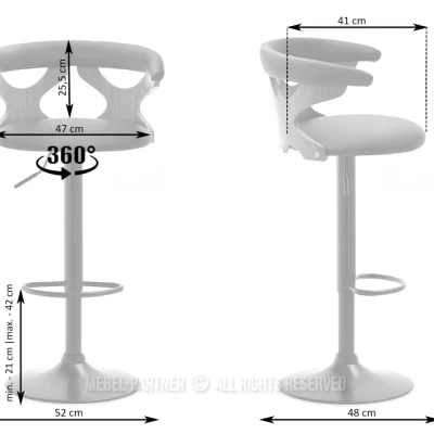 Designová barová židle ANELIS - šedá / dub
