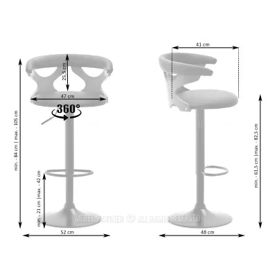 Designová barová židle ANELIS - šedá / dub