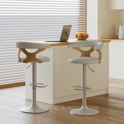 Designová barová židle ANELIS - šedá / dub