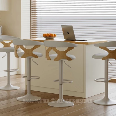 Designová barová židle ANELIS - šedá / dub