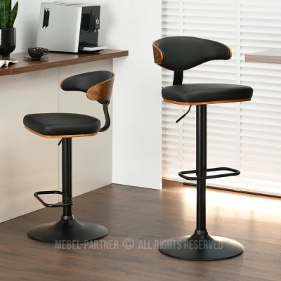 Otočná barová židle KAELIN - černá / ořech