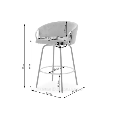 Barová židle FINBAR - šedá / černá / chrom