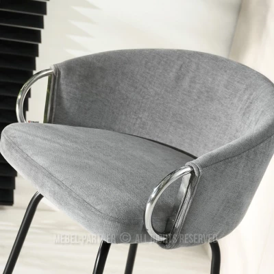 Barová židle FINBAR - šedá / černá / chrom