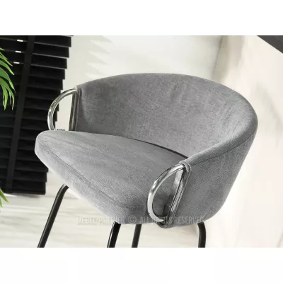 Barová židle FINBAR - šedá / černá / chrom