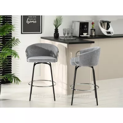 Barová židle FINBAR - šedá / černá / chrom