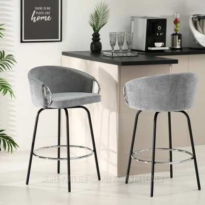 Barová židle FINBAR - šedá / černá / chrom