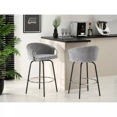 Barová židle FINBAR - šedá / černá / chrom