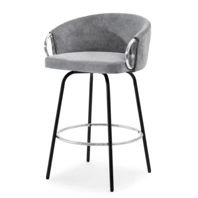 Barová židle FINBAR - šedá / černá / chrom