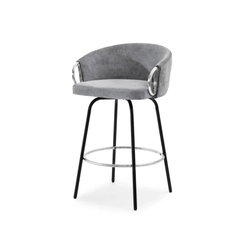 Barová židle FINBAR - šedá / černá / chrom