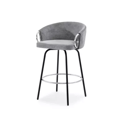 Barová židle FINBAR - šedá / černá / chrom