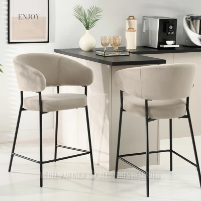 Čalouněná barová židle ISABELLA - béžová / černá