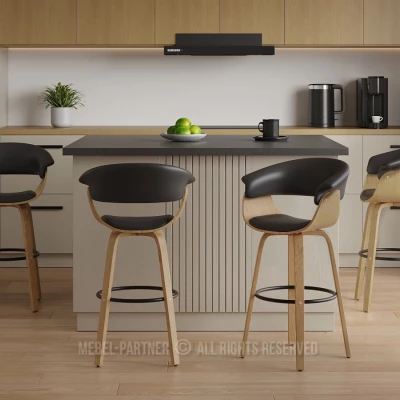 Barová židle MAITE - dub / černá