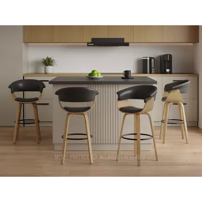 Barová židle MAITE - dub / černá