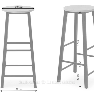 Barová stolička NAIRA - beton / černá