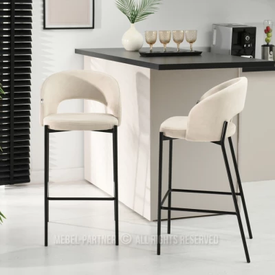 Čalouněná barová židle HEIMY - krémová / černá