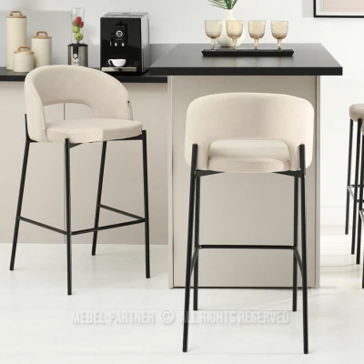 Čalouněná barová židle HEIMY - krémová / černá
