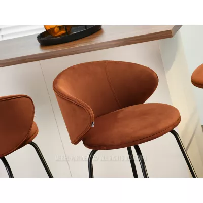 Čalouněná barová židle MAGELA - měděná / černá