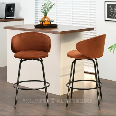 Čalouněná barová židle MAGELA - měděná / černá