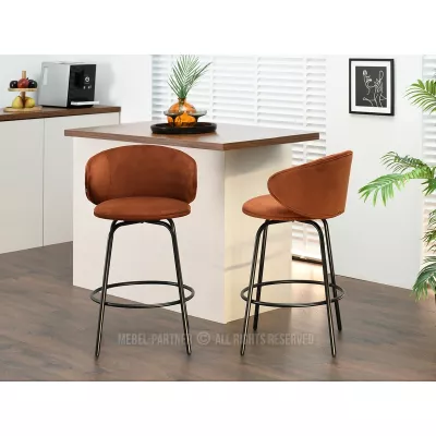 Čalouněná barová židle MAGELA - měděná / černá