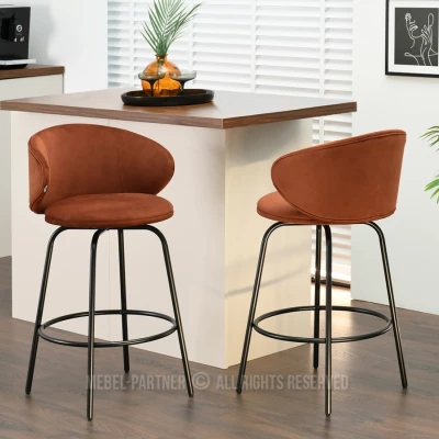 Čalouněná barová židle MAGELA - měděná / černá