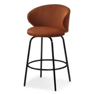 Čalouněná barová židle MAGELA - měděná / černá