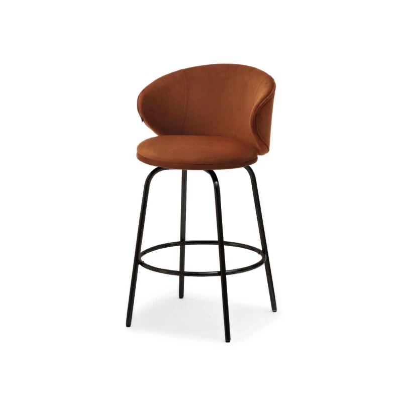 Čalouněná barová židle MAGELA - měděná / černá