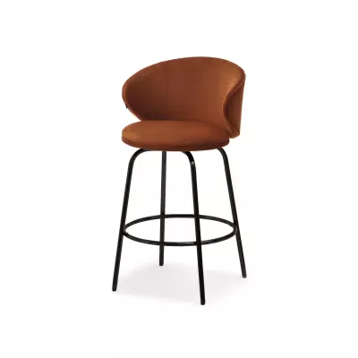 Čalouněná barová židle MAGELA - měděná / černá