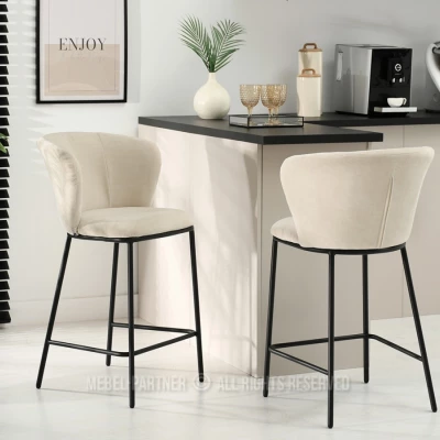 Čalouněná barová židle DALMACIJA - béžová / černá