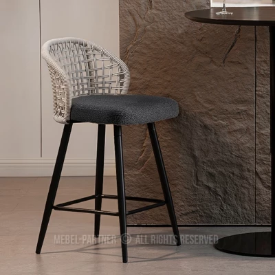 Barová židle SILVANA - béžová / grafit / černá