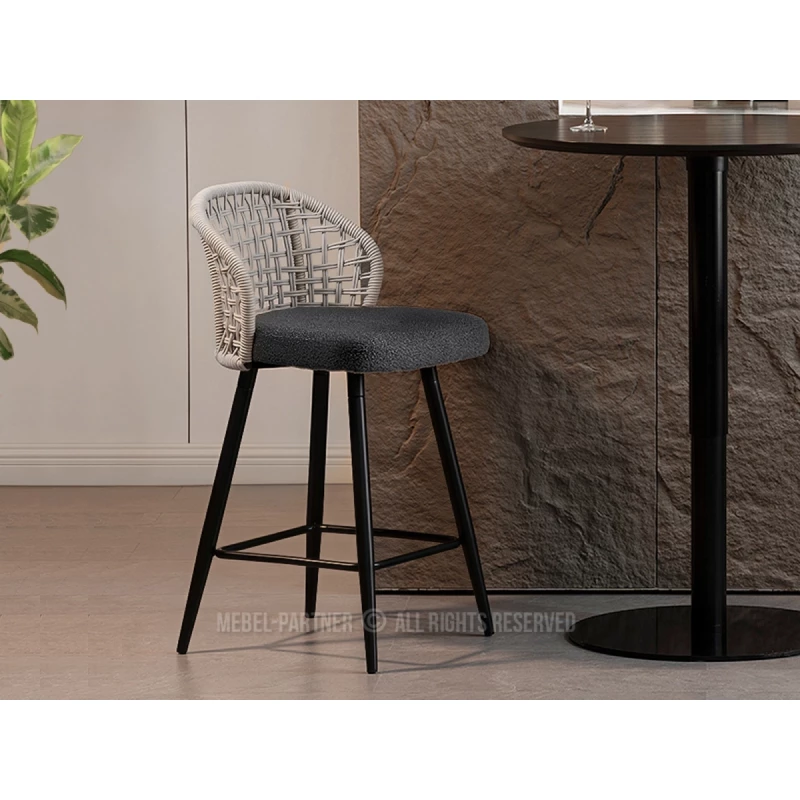 Barová židle SILVANA - béžová / grafit / černá