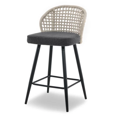 Barová židle SILVANA - béžová / grafit / černá