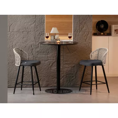 Barová židle SILVANA - béžová / grafit / černá