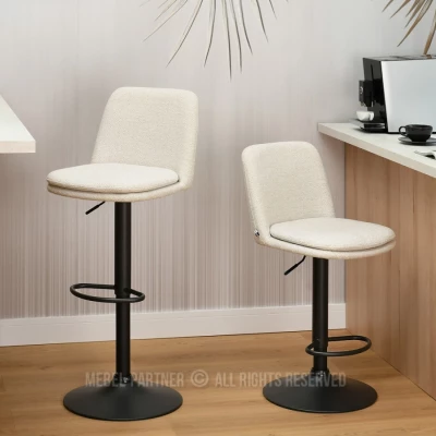 Nastavitelná barová židle OFELIE - krémová / černá