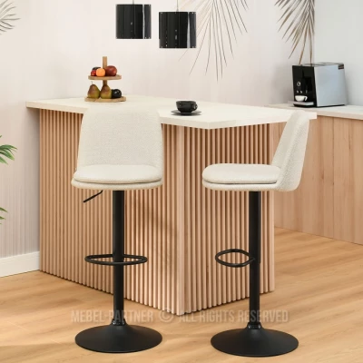 Nastavitelná barová židle OFELIE - krémová / černá