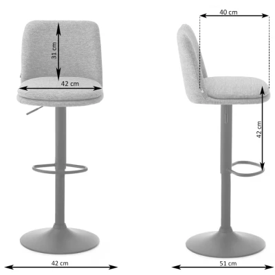 Nastavitelná barová židle OFELIE - krémová / černá