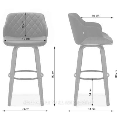 Otočná barová židle LEILANI - ořech / černá
