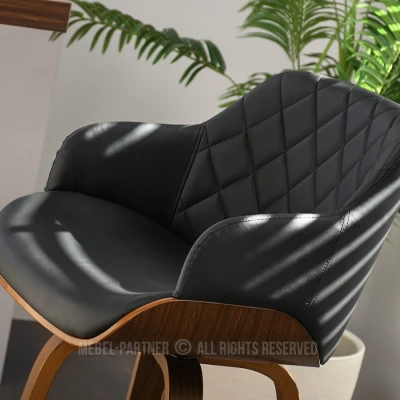 Otočná barová židle LEILANI - ořech / černá