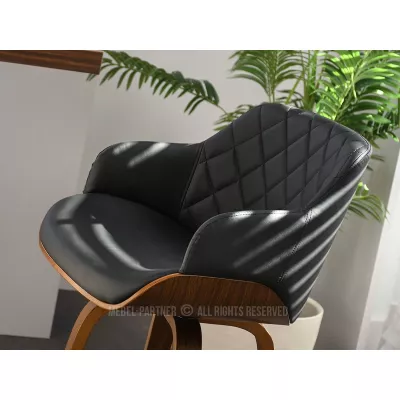 Otočná barová židle LEILANI - ořech / černá