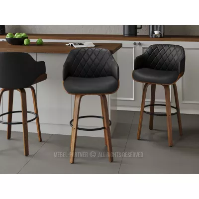 Otočná barová židle LEILANI - ořech / černá