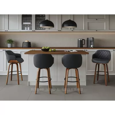 Otočná barová židle LEILANI - ořech / černá