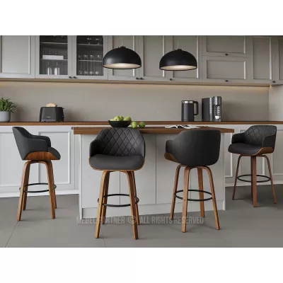 Otočná barová židle LEILANI - ořech / černá