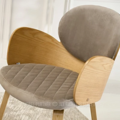 Designová jídelní židle RAWAN - dub / béžová