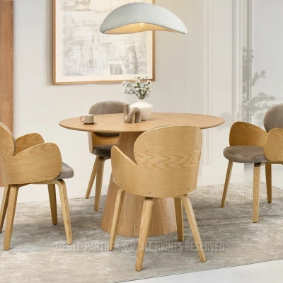 Designová jídelní židle RAWAN - dub / béžová