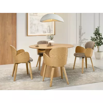 Designová jídelní židle RAWAN - dub / béžová