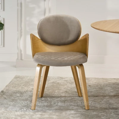 Designová jídelní židle RAWAN - dub / béžová