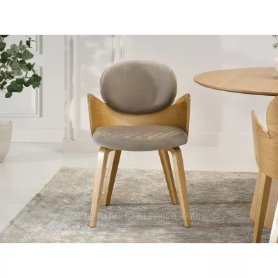 Designová jídelní židle RAWAN - dub / béžová