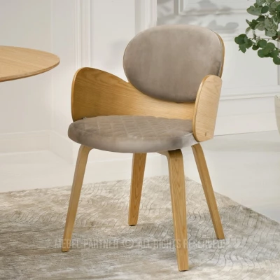 Designová jídelní židle RAWAN - dub / béžová